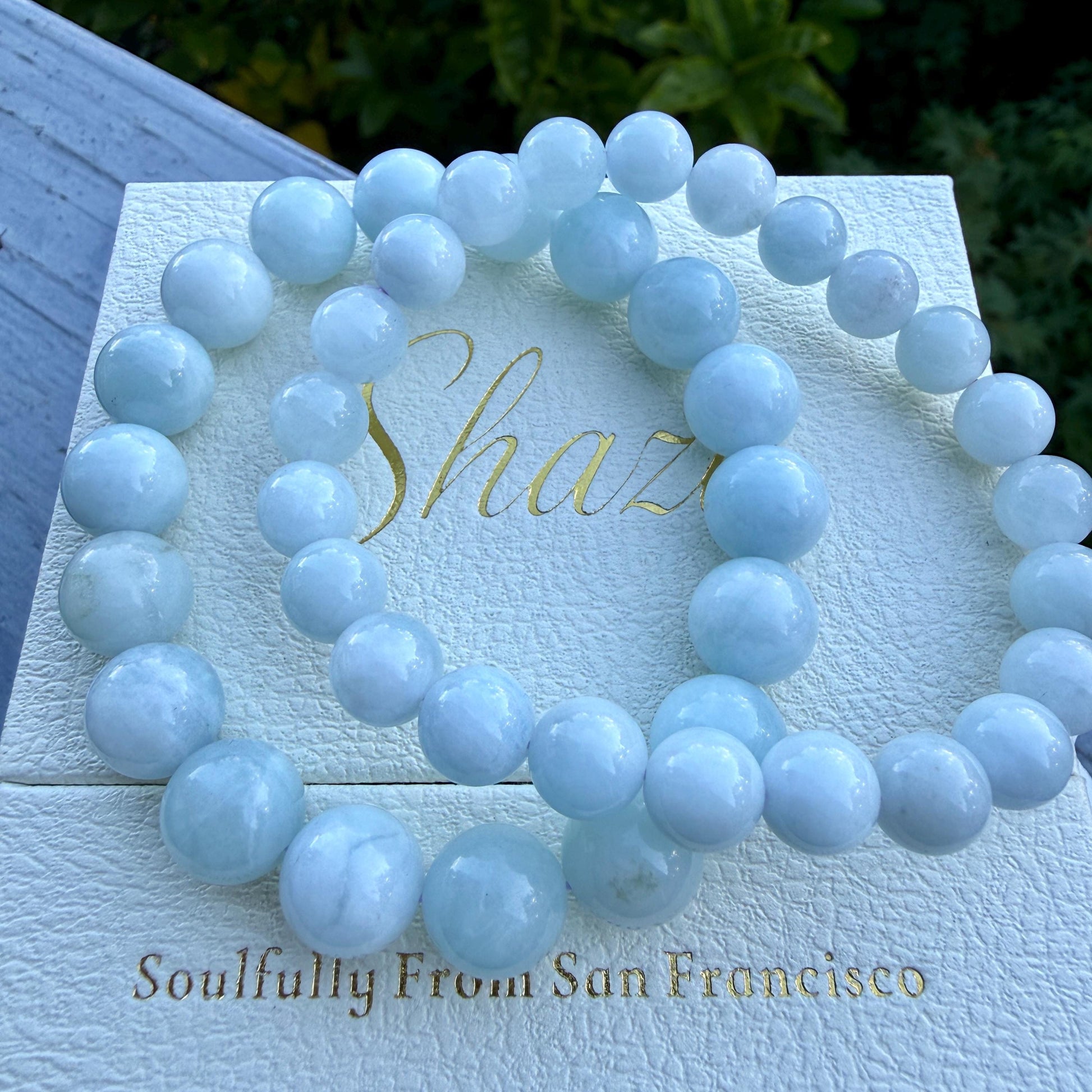 Aquamarine Bracelet 8mm 10mm – Healing Crystal for Calm, Clarity & Communication