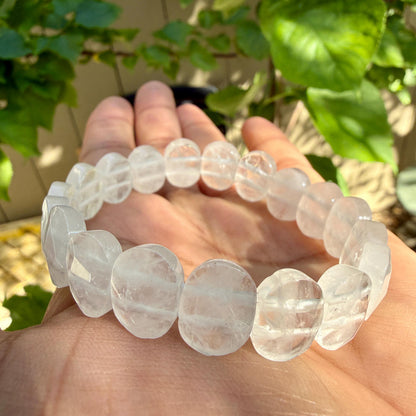 Clear Crystal Quartz Bracelet • Faceted Oval Crystal, Master Healer Stone