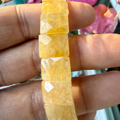 Authentic Natural Citrine Bracelet Untreated Solar Plexus Jewelry Faceted Square Pyramid Manifestation Gift