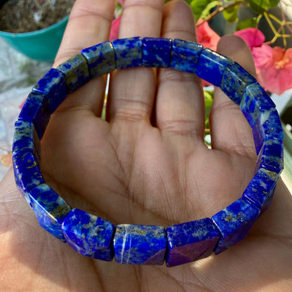 Lapis Lazuli Bracelet 12MM Square Pyramid Cut – Blue Crystal for Wisdom, Truth & Protection