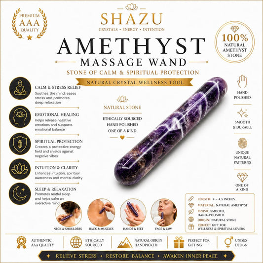 Amethyst Crystal Massage Wand | Acupressure, Trigger Point Therapy