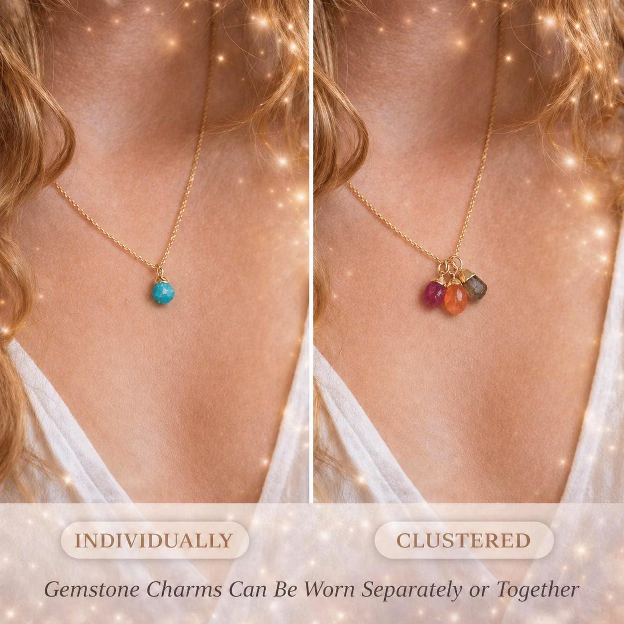 Cancer Zodiac Necklace: Raw Ruby, Carnelian, and Smoky Quartz