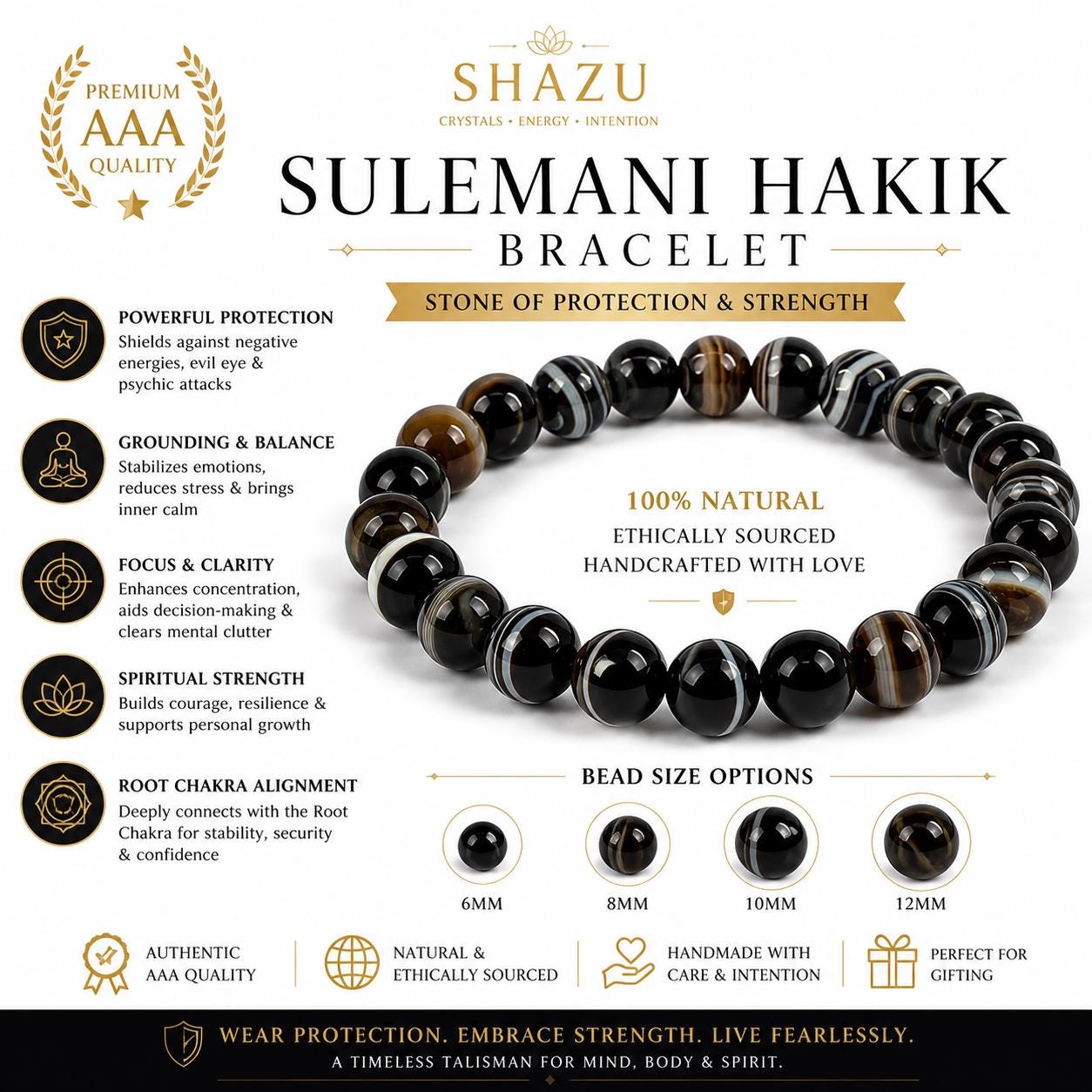 AAA Sulemani Hakik Bracelet – Protection Agate for Strength, Grounding & Clarity