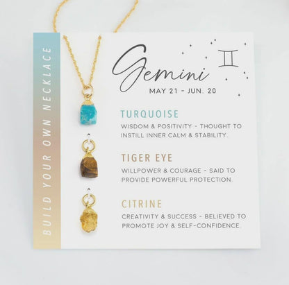 Zodiac Birthstone Necklace – 12 Astrology Signs Crystal Pendant, Personalized Star Sign Jewelry Gift for Her