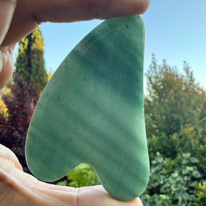 Gua Sha Green Aventurine Facial Massage Tool for Glow, Lymphatic Drainage, Skin Sculpting