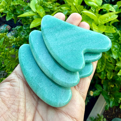 Gua Sha Green Aventurine Facial Massage Tool for Glow, Lymphatic Drainage, Skin Sculpting