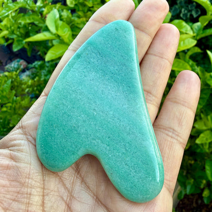 Gua Sha Green Aventurine Facial Massage Tool for Glow, Lymphatic Drainage, Skin Sculpting