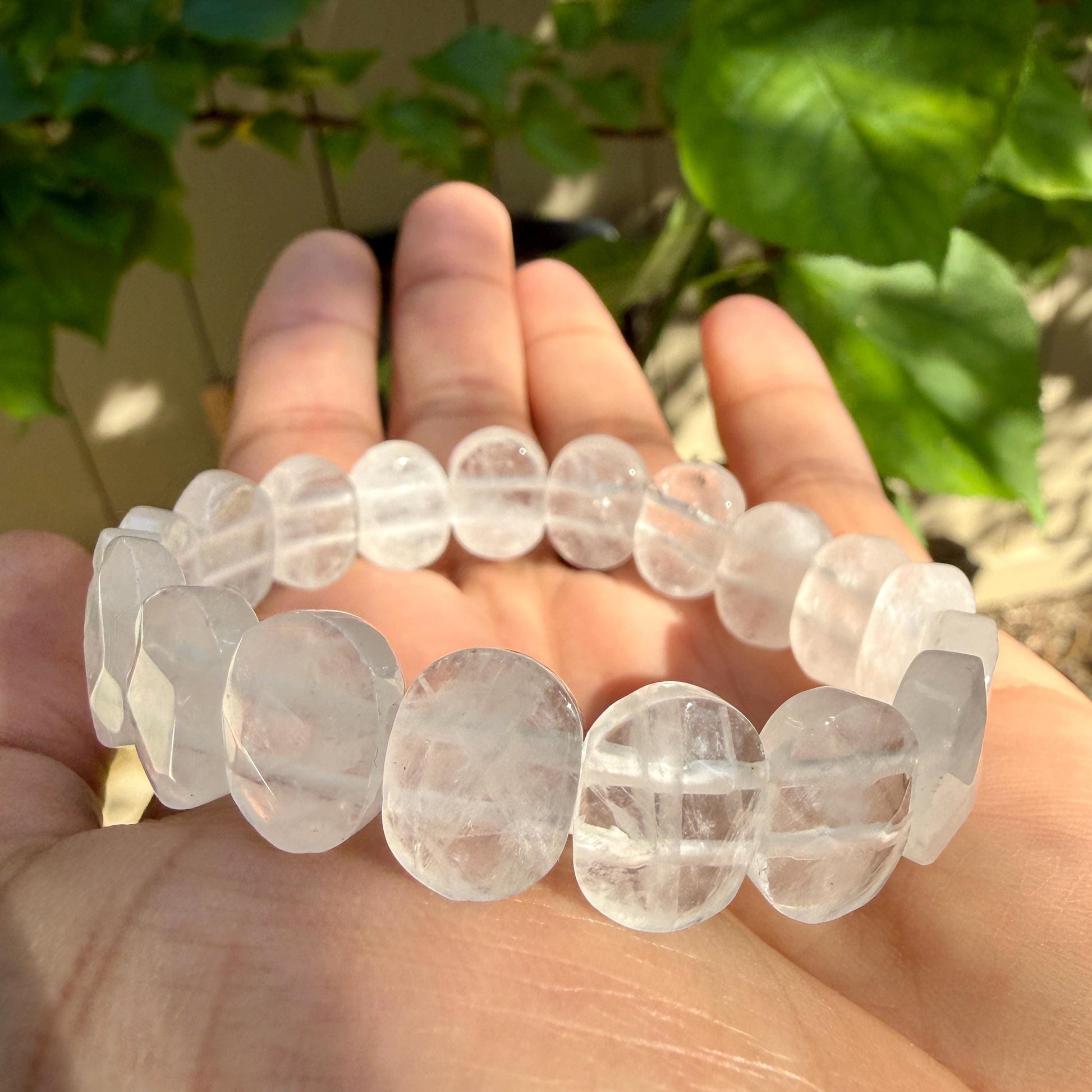 Clear Crystal Quartz Bracelet • Faceted Oval Crystal, Master Healer Stone
