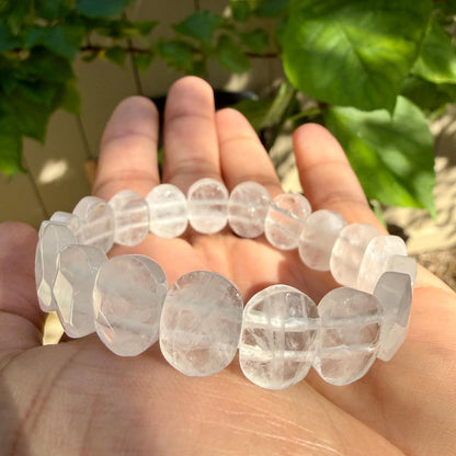 Clear Crystal Quartz Bracelet • Faceted Oval Crystal, Master Healer Stone