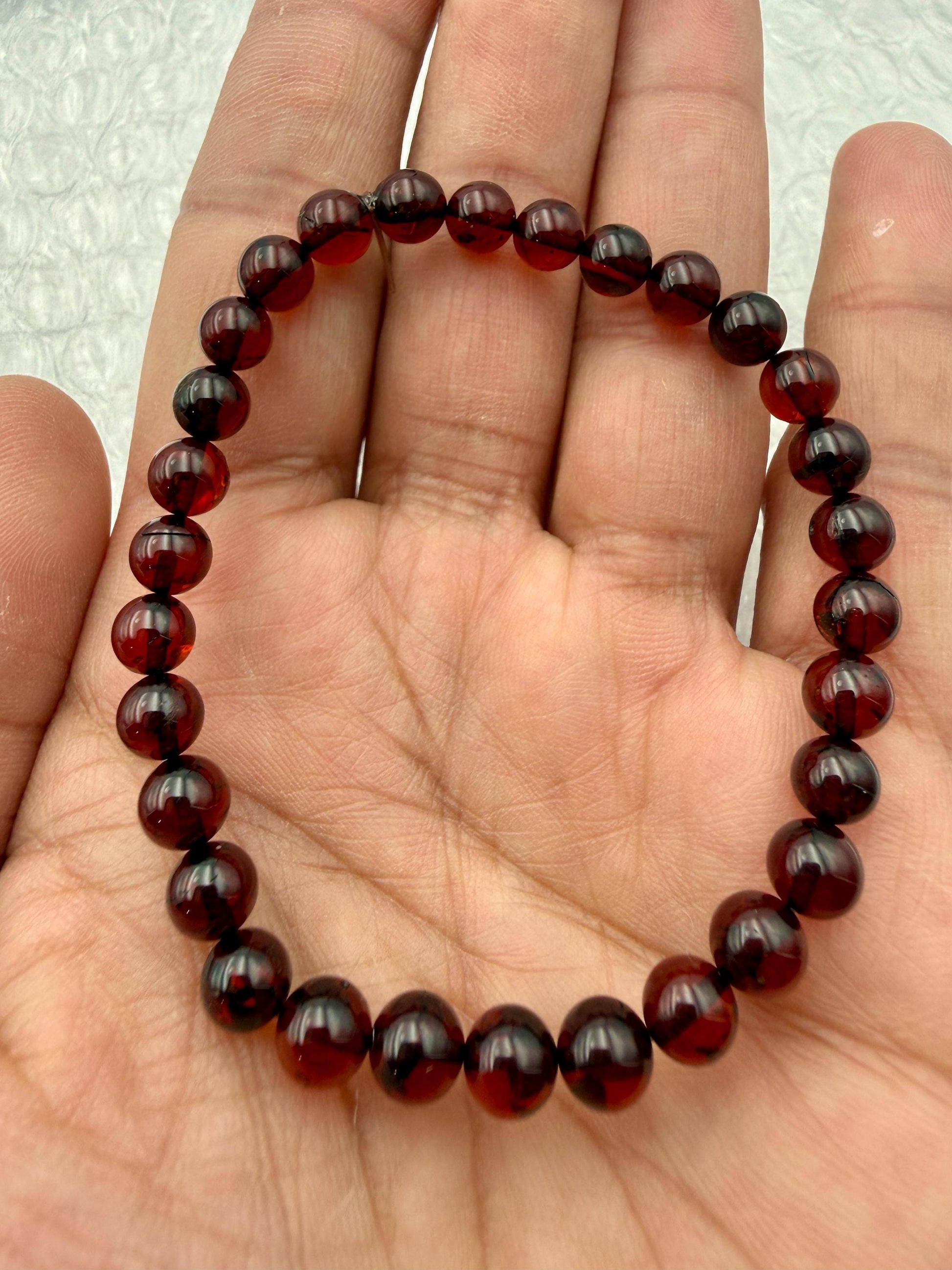 Authentic Red Baltic Amber Bracelet – Genuine Baltic Amber Jewelry | 6MM Unisex Bracelet