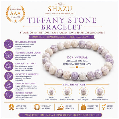 AAA Tiffany Stone Bracelet – Purple Opal Fluorite Crystal Bracelet for Intuition, Transformation & Spiritual Growth
