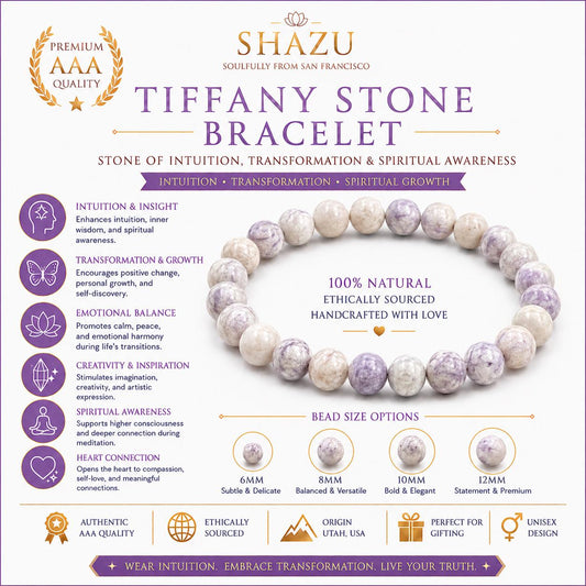 AAA Tiffany Stone Bracelet – Purple Opal Fluorite Crystal Bracelet for Intuition, Transformation & Spiritual Growth