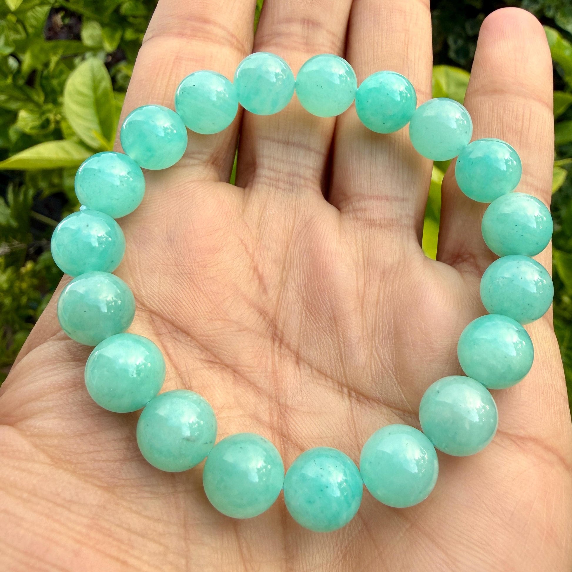 AAA Aqua Blue Peruvian Amazonite Bracelet – Natural Crystal Bracelet for Balance, Communication & Positive Energy