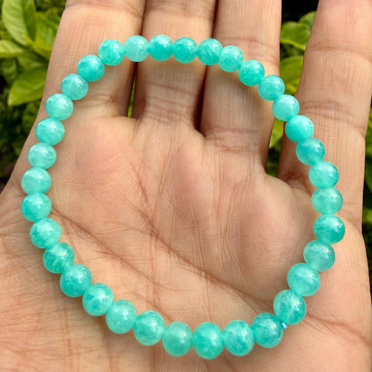 AAA Aqua Blue Peruvian Amazonite Bracelet – Natural Crystal Bracelet for Balance, Communication & Positive Energy