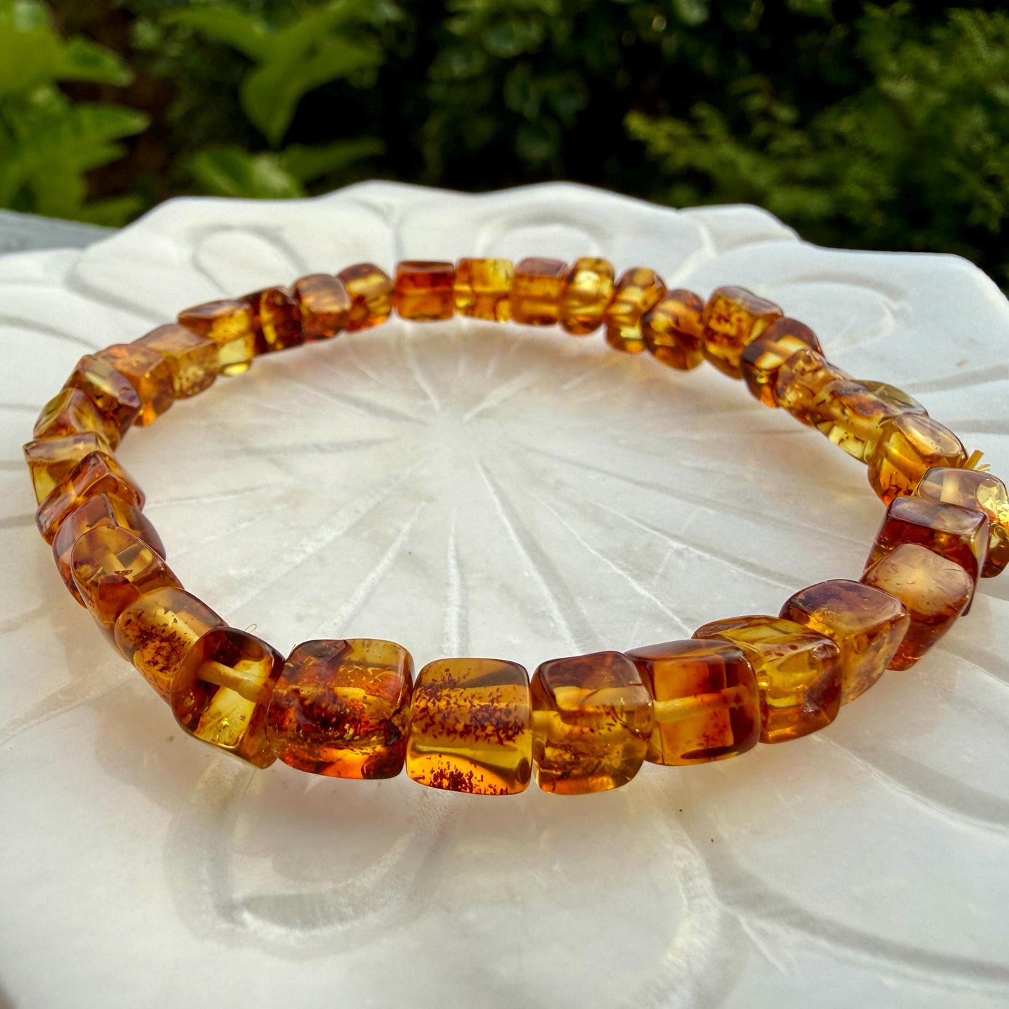 Natural Polish Amber Bracelet – Irregular Cube Nugget Beads, Baltic Amber Jewelry, Organic Gemstone Bracelet, Boho Healing Crystal Gift