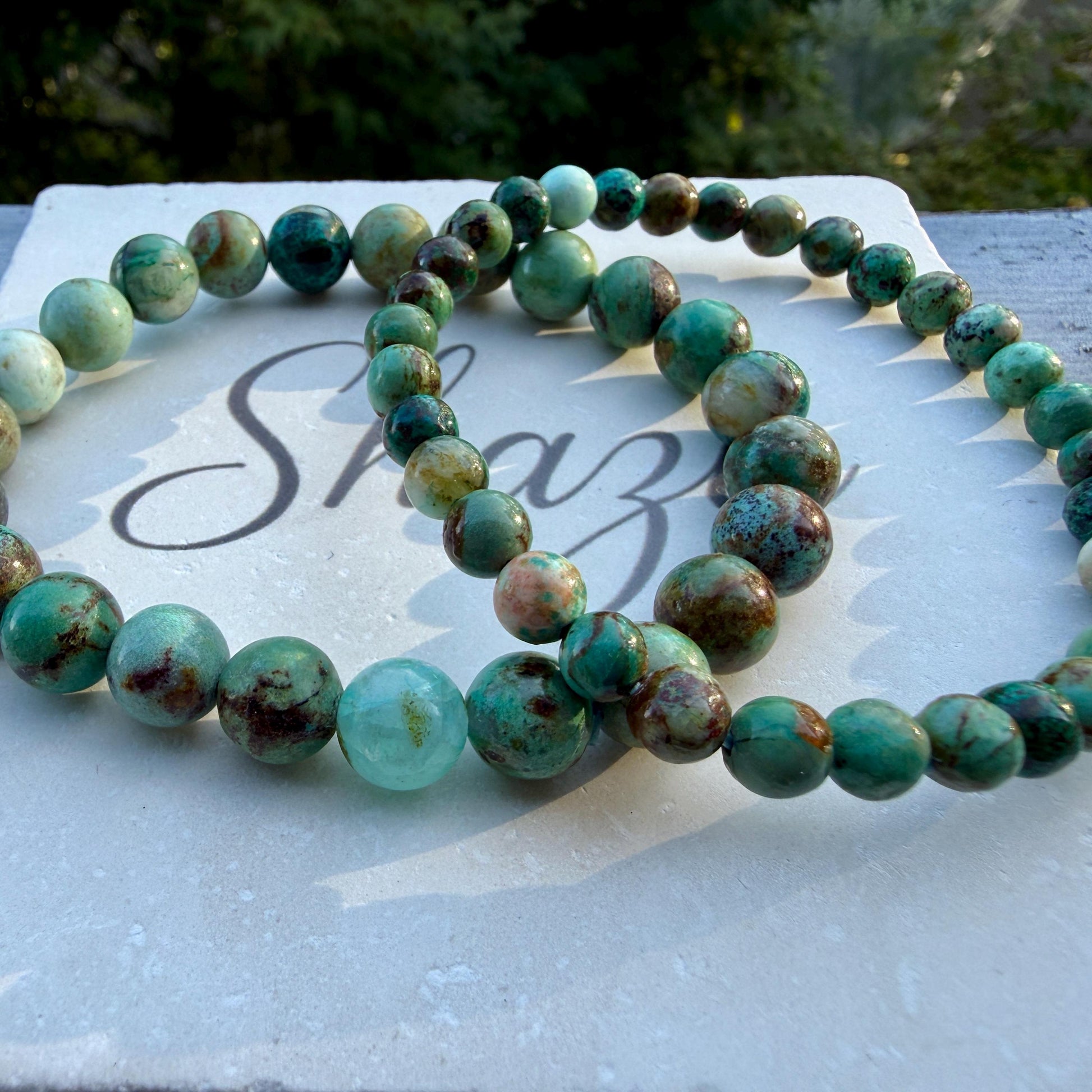AAA African Turquoise Bead Bracelet – Natural South African Jasper Bracelet for Transformation, Growth & Positive Change