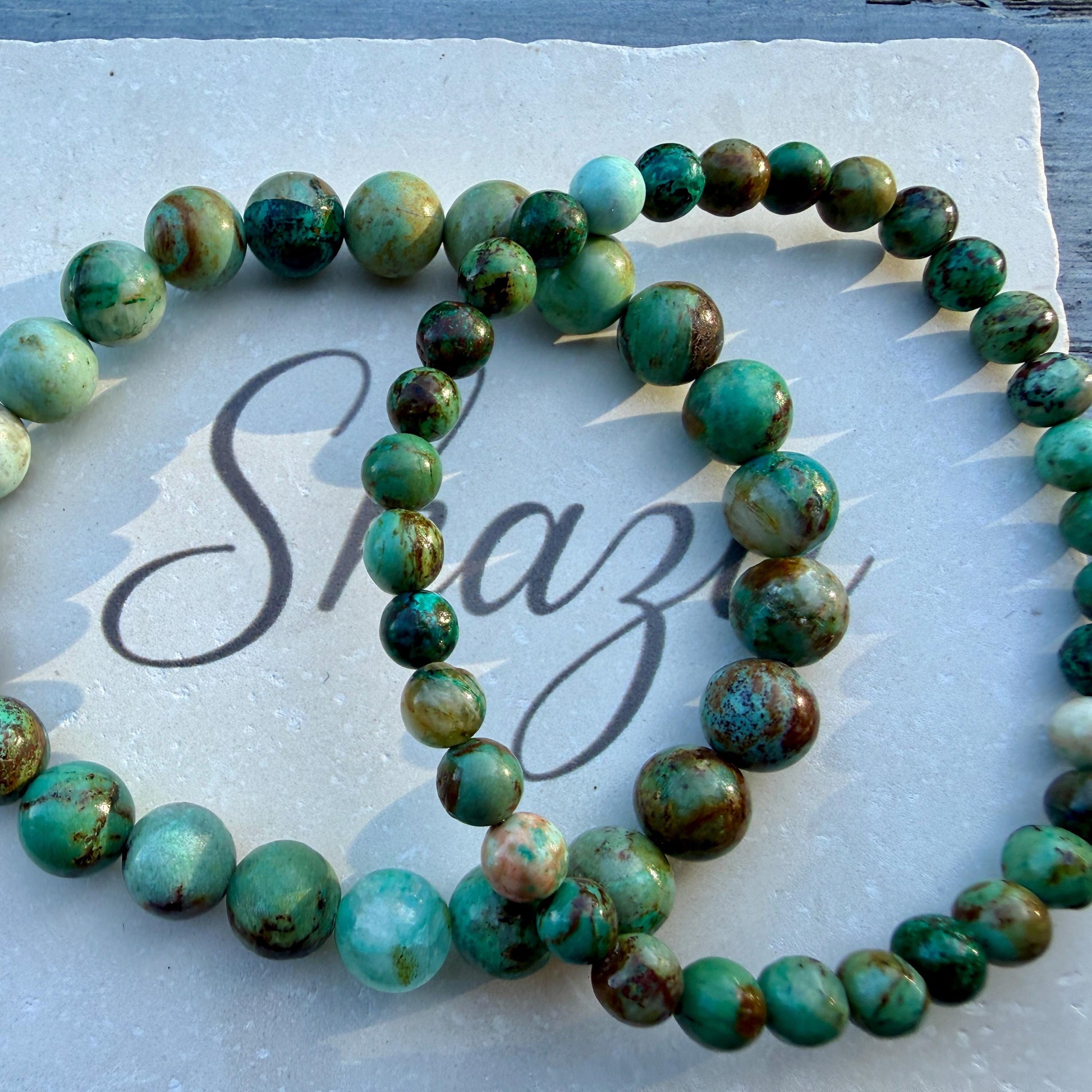 AAA African Turquoise Bead Bracelet – Natural South African Jasper Bracelet for Transformation, Growth & Positive Change