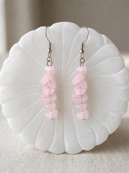 Rose Quartz Earrings — Soft Heart