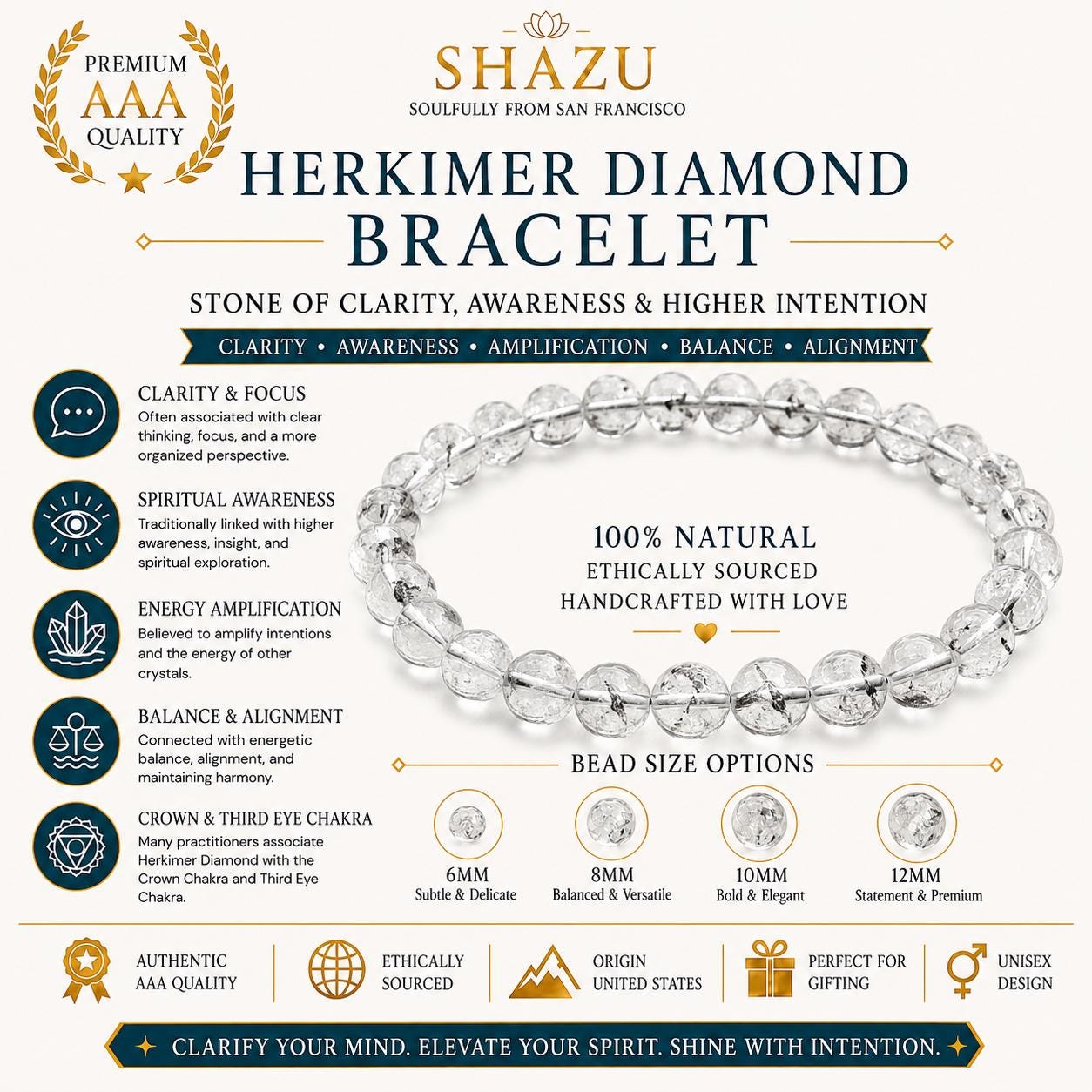Herkimer Diamond Bracelet — Bright Clarity