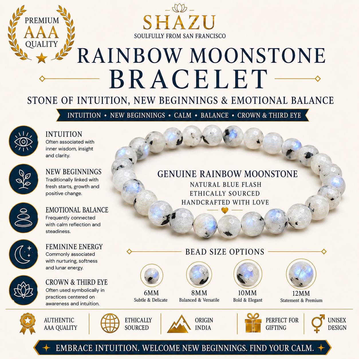 Rainbow Moonstone Bracelet — Soft Light