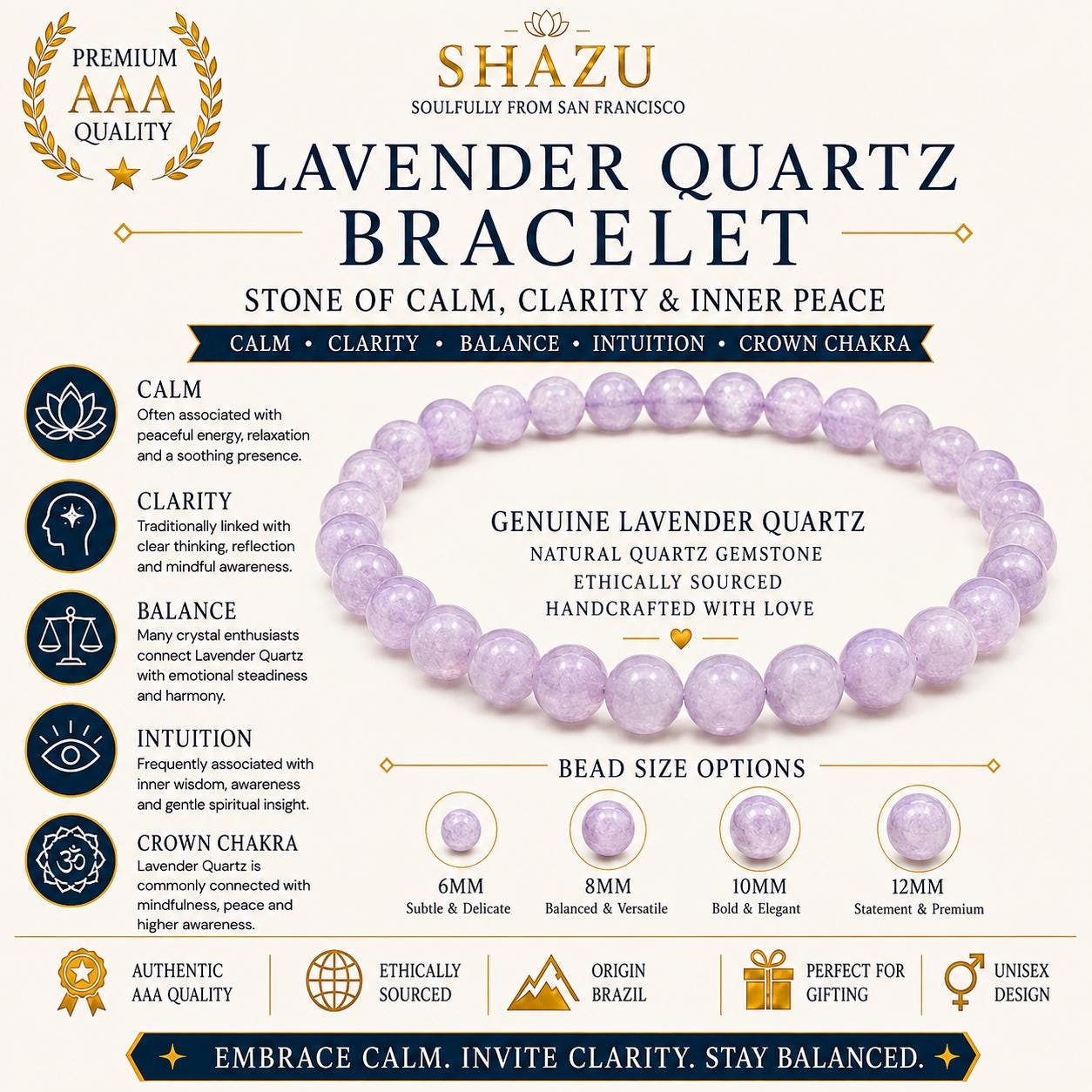Lavender Quartz Bracelet — Soft Quiet