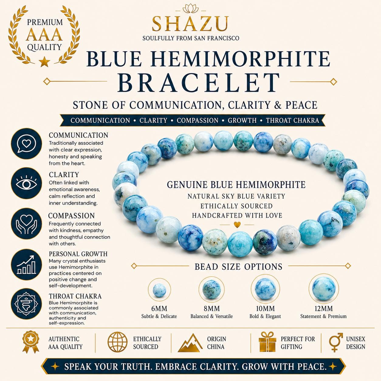 Hemimorphite Bracelet — Clear Voice