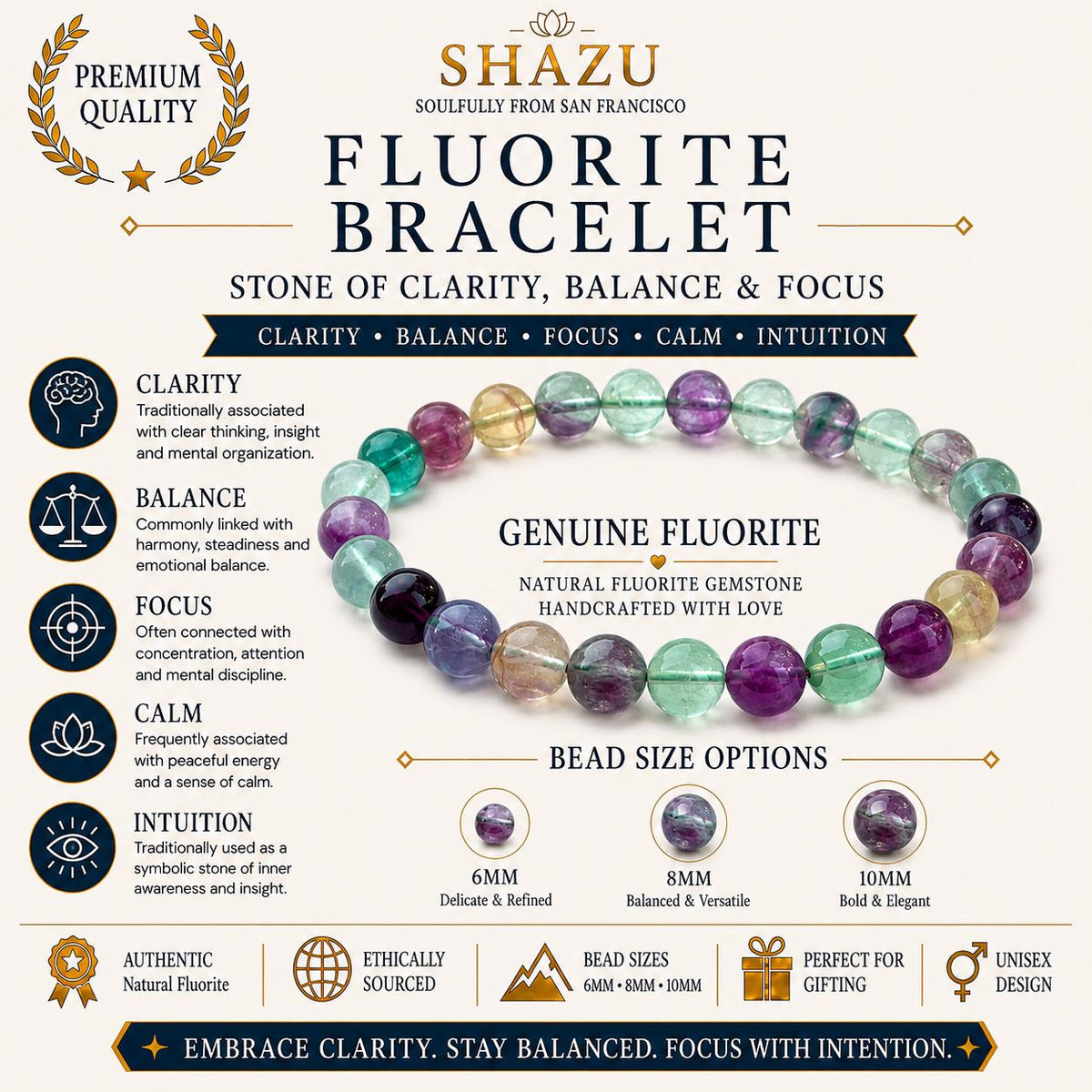 Rainbow Fluorite Bracelet — Focus & Clarity