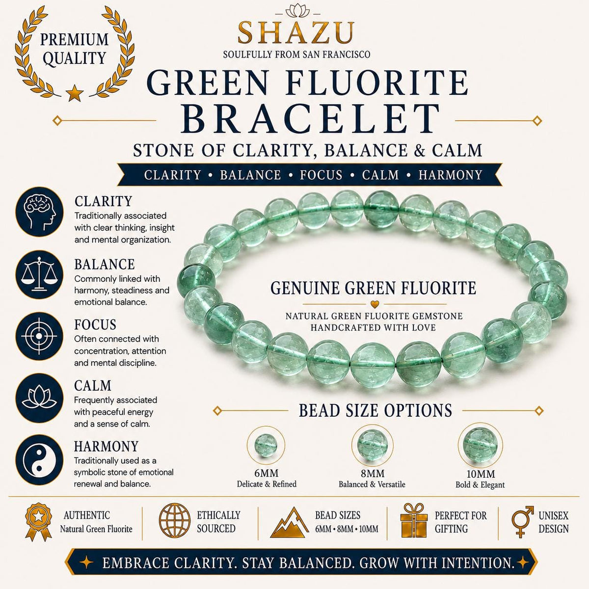 Green Fluorite Bracelet — Focus & Clarity