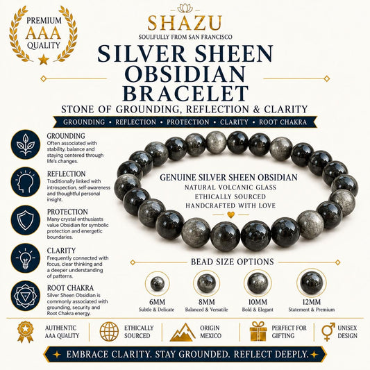 Silver Sheen Obsidian Bracelet — Grounding & Protection