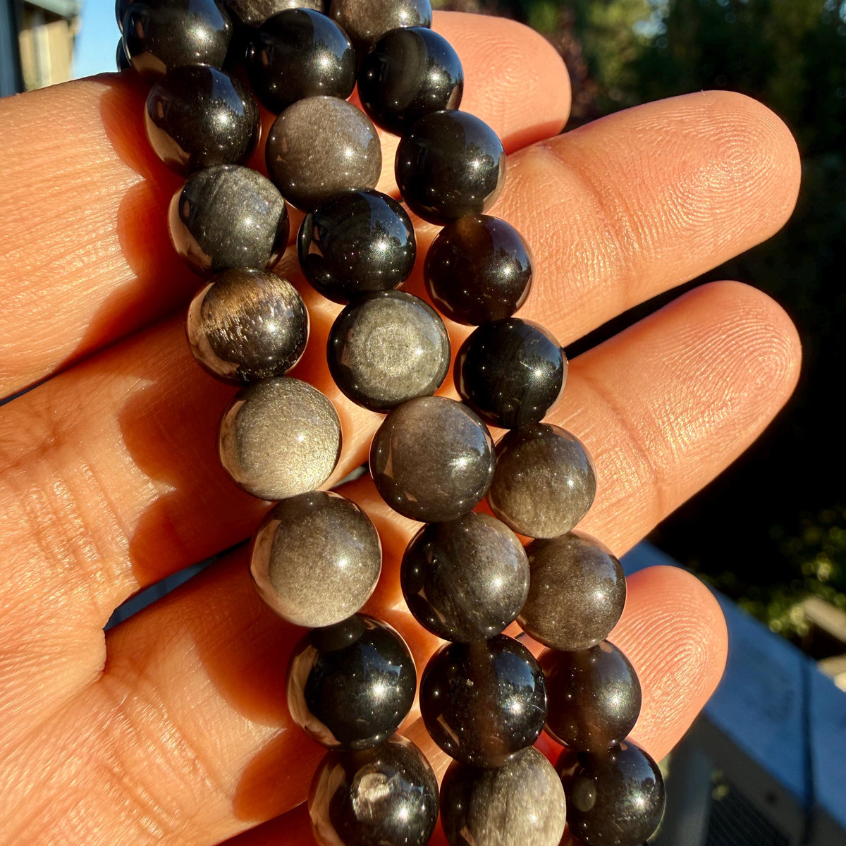 Silver Sheen Obsidian Bracelet — Grounding & Protection