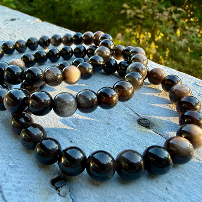 Silver Sheen Obsidian Bracelet — Grounding & Protection