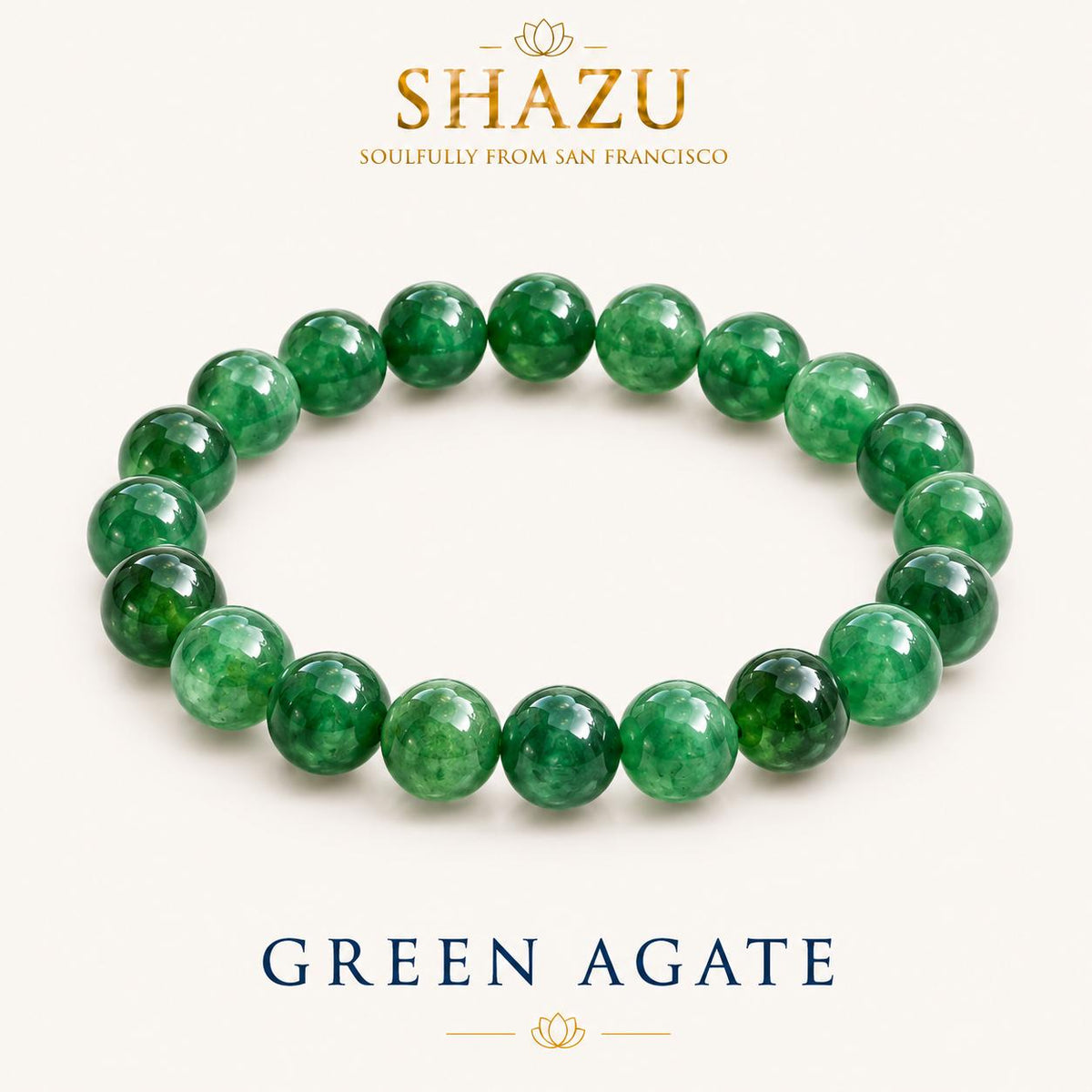 AAA Green Agate Bracelet – Natural Green Agate Gemstone Bracelet | Green Agate Crystal Stretch Bracelet | Green Agate Stone Jewelry