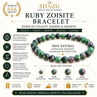 Ruby Zoisite Bracelet — Love & Courage