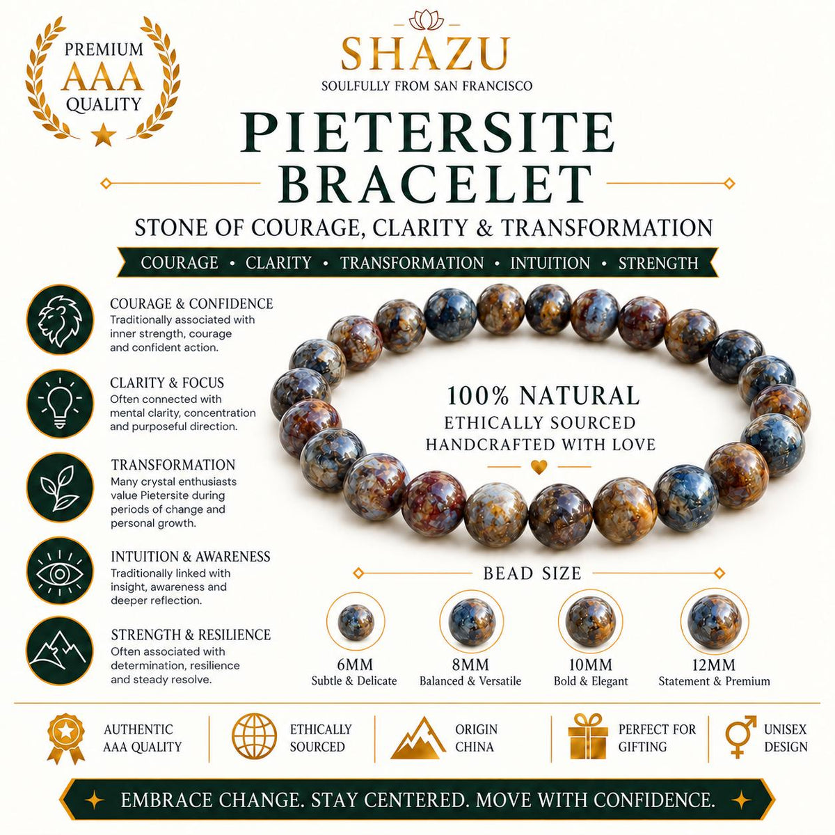 Pietersite Bracelet — Courage & Clarity