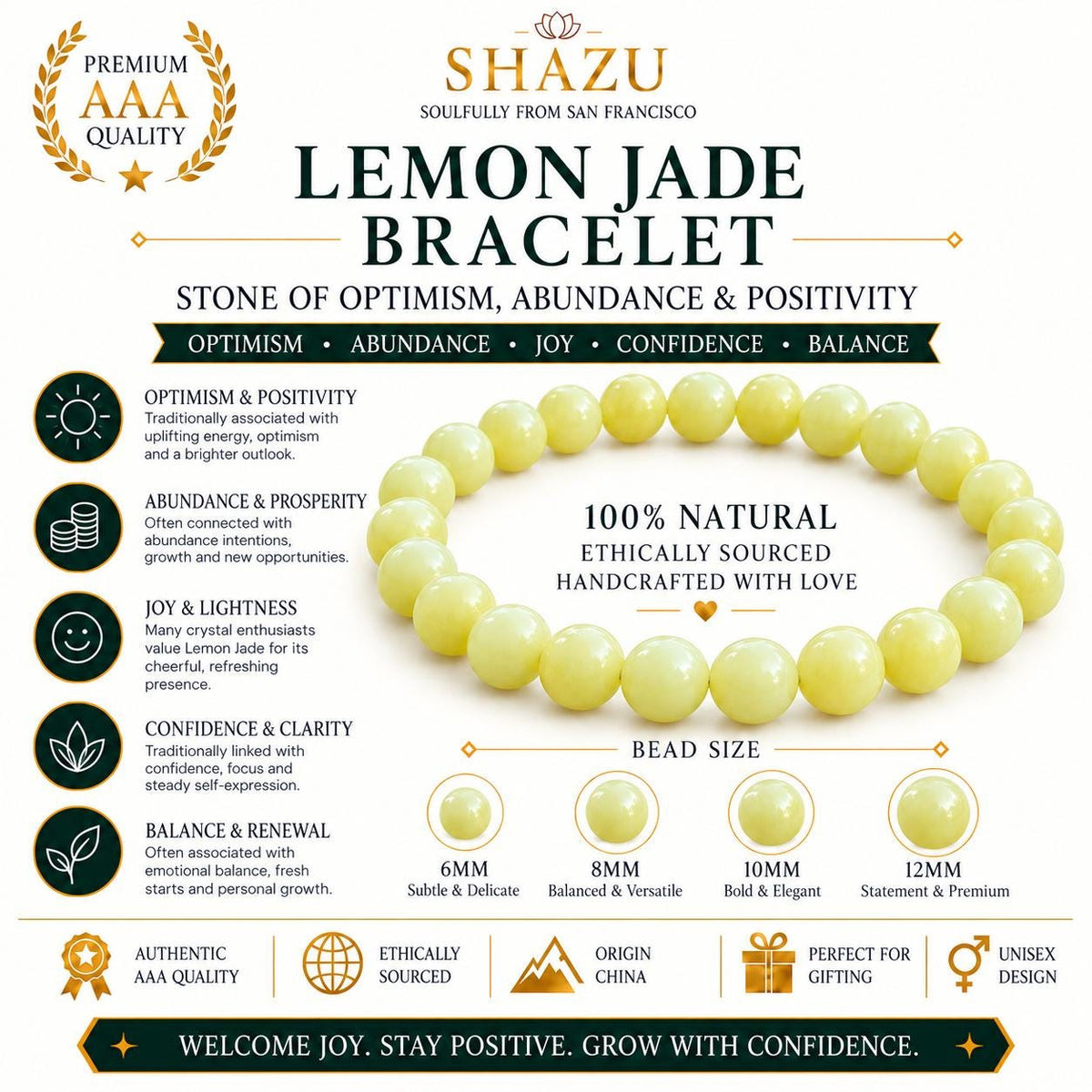 Lemon Jade Bracelet — Abundance & Joy