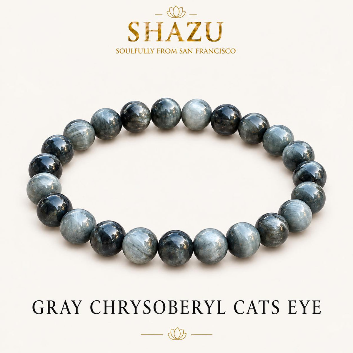 AAA Gray Chrysoberyl Cats Eye Bracelet – Natural Cat Eye Stone Bracelet | Chatoyant Chrysoberyl Gemstone Jewelry