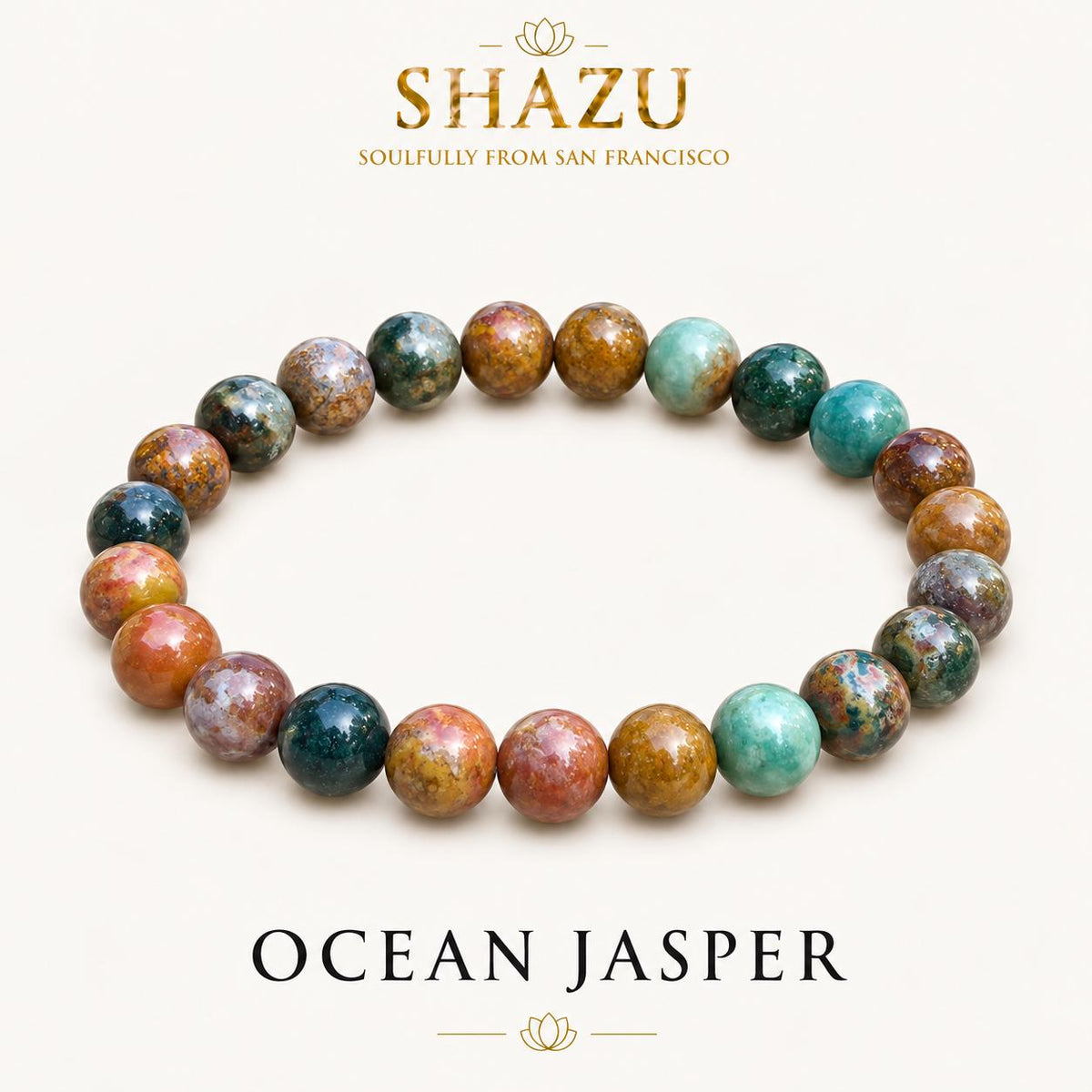 AAA Ocean Jasper Bracelet – Natural Orbicular Jasper Gemstone Bracelet | Ocean Jasper Crystal Bead Jewelry