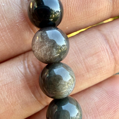 Silver Sheen Obsidian Bracelet — Grounding & Protection