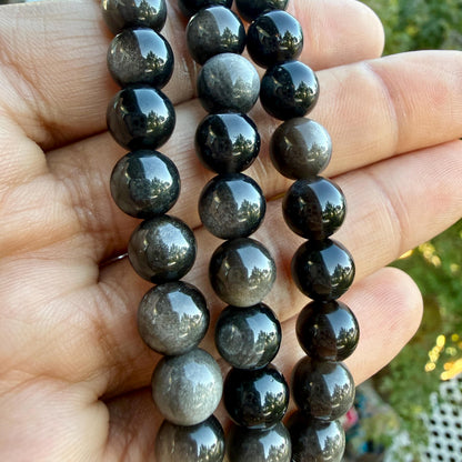 Silver Sheen Obsidian Bracelet — Grounding & Protection