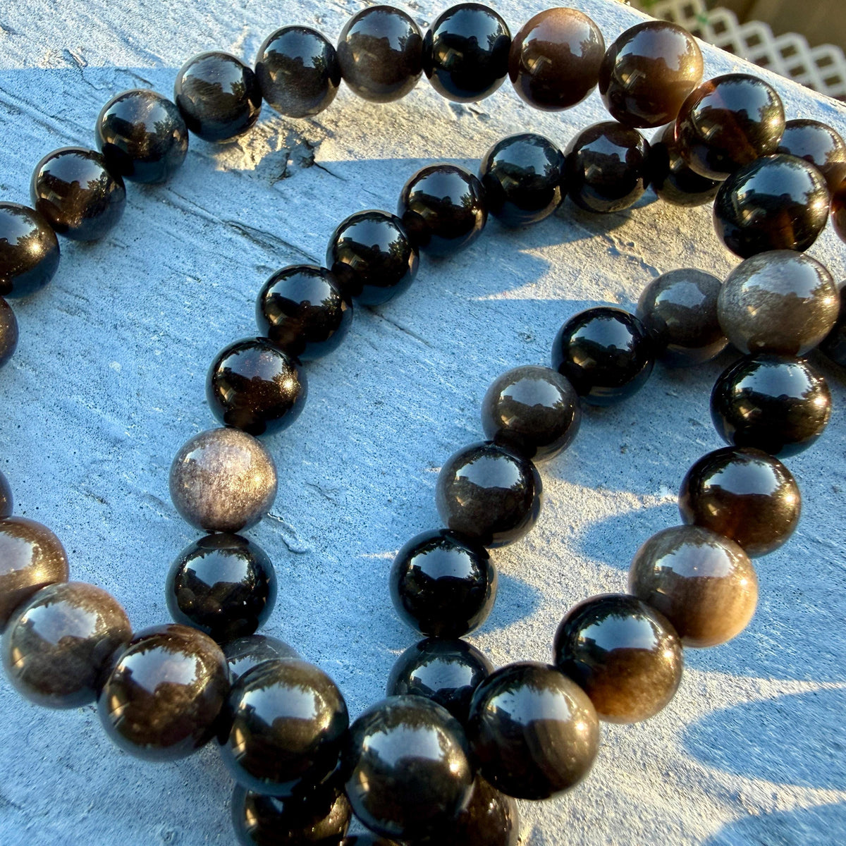 Silver Sheen Obsidian Bracelet — Grounding & Protection