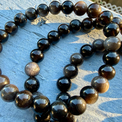 Silver Sheen Obsidian Bracelet — Grounding & Protection