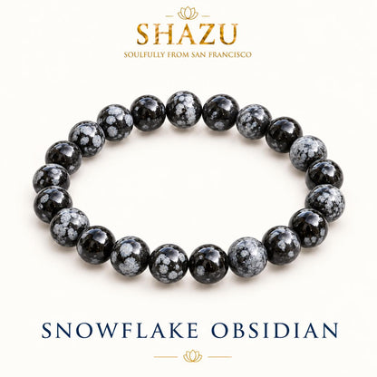 Snowflake Obsidian Bracelet — Calm & Grounding