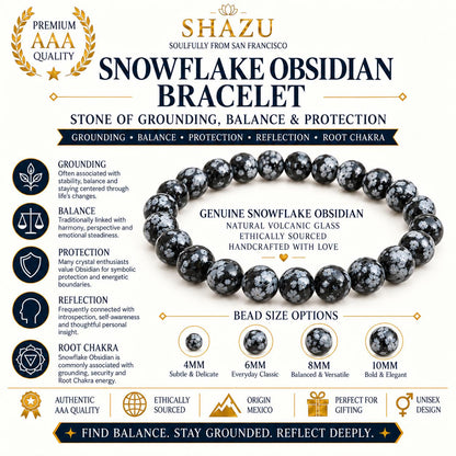 Snowflake Obsidian Bracelet — Calm & Grounding