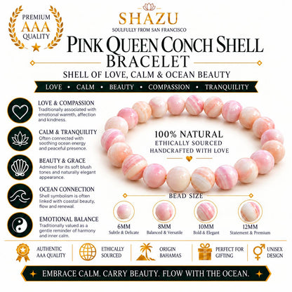 Pink Conch Shell Bracelet — Soft Tide