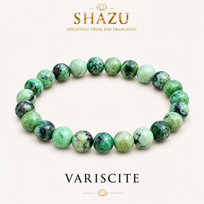 AAA Variscite Bracelet – Natural Green Variscite Stone Bracelet | Genuine Variscite Gemstone Jewelry