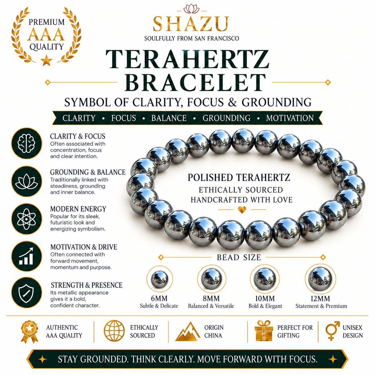AAA Terahertz Bracelet – Silver Terahertz Stone Bracelet | Tera Hertz Jewelry