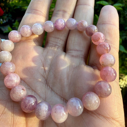 AAA Madagascar Rose Quartz Bracelet – Natural Mauve Rose Quartz Gemstone Jewelry | Lavender Rose Quartz Bracelet