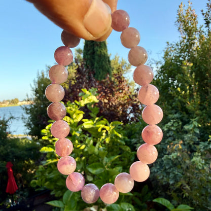 AAA Madagascar Rose Quartz Bracelet – Natural Mauve Rose Quartz Gemstone Jewelry | Lavender Rose Quartz Bracelet