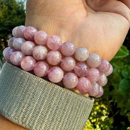 AAA Madagascar Rose Quartz Bracelet – Natural Mauve Rose Quartz Gemstone Jewelry | Lavender Rose Quartz Bracelet