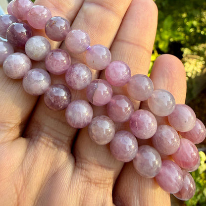 AAA Madagascar Rose Quartz Bracelet – Natural Mauve Rose Quartz Gemstone Jewelry | Lavender Rose Quartz Bracelet
